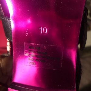 Betsy Johnson-Willow-P Brwn Multi-color open toe bkle bootie-Real fur-never worn